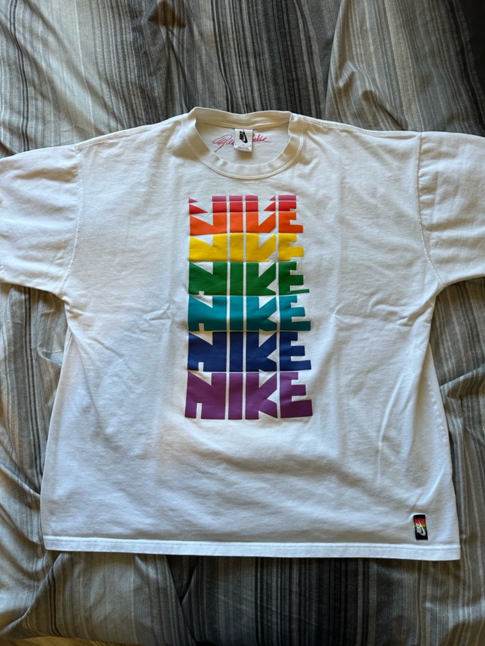 Nike Shirt Gilbert Baker NikeLab LGBTQ T Shirt  Men Size XL White Short Sleeve